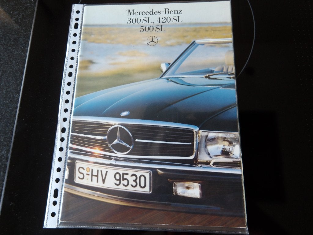 Mercedes-Benz 300 SL, 420 SL, 500 SL brochure, Zo goed als nieuw, Mercedes-Benz, Mercedes, Ophalen of Verzenden