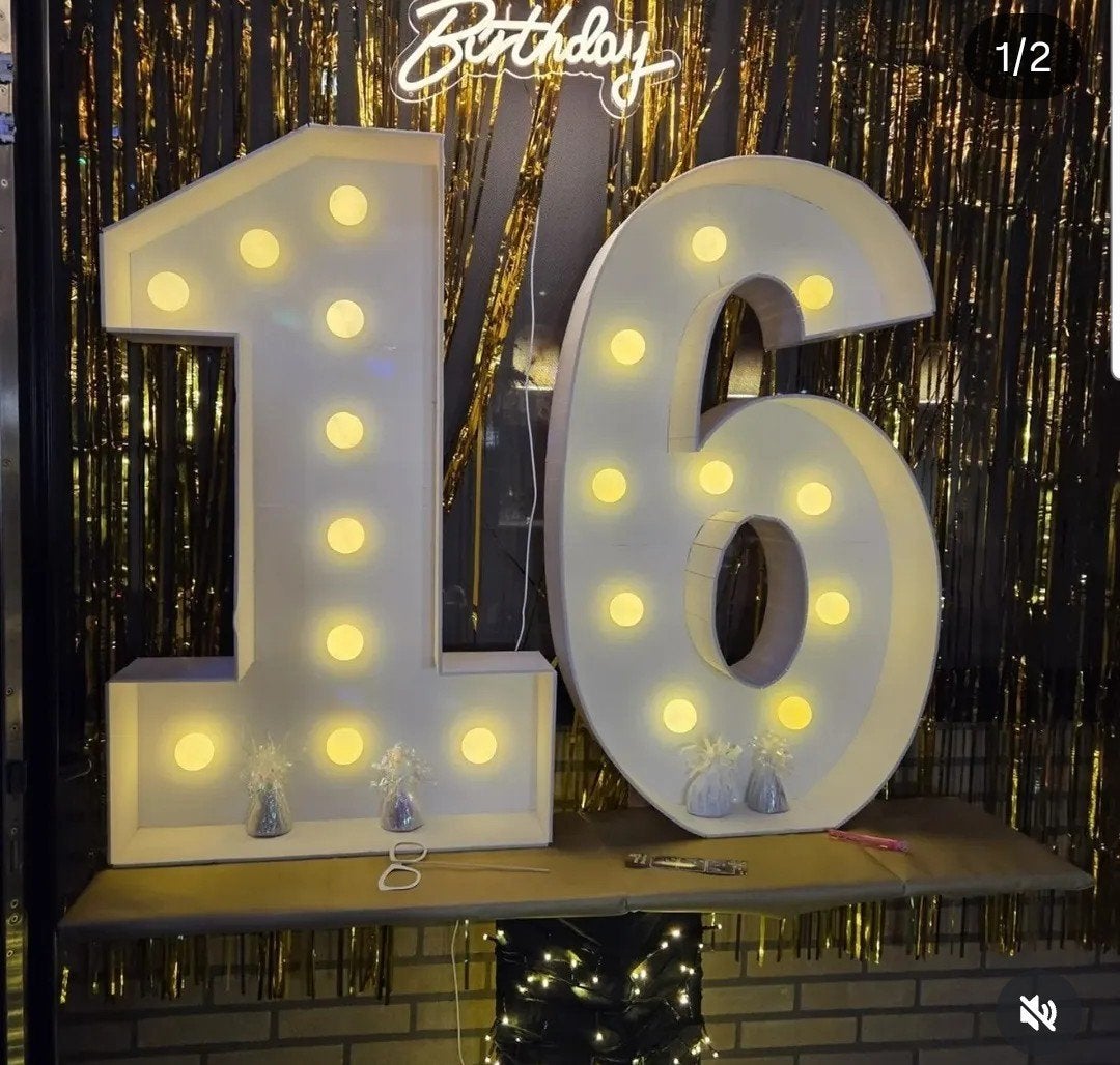 Te huur! Lichtcijfers 16 voor €40, Ophalen, Zo goed als nieuw, Versiering, Geboorte of Huwelijk