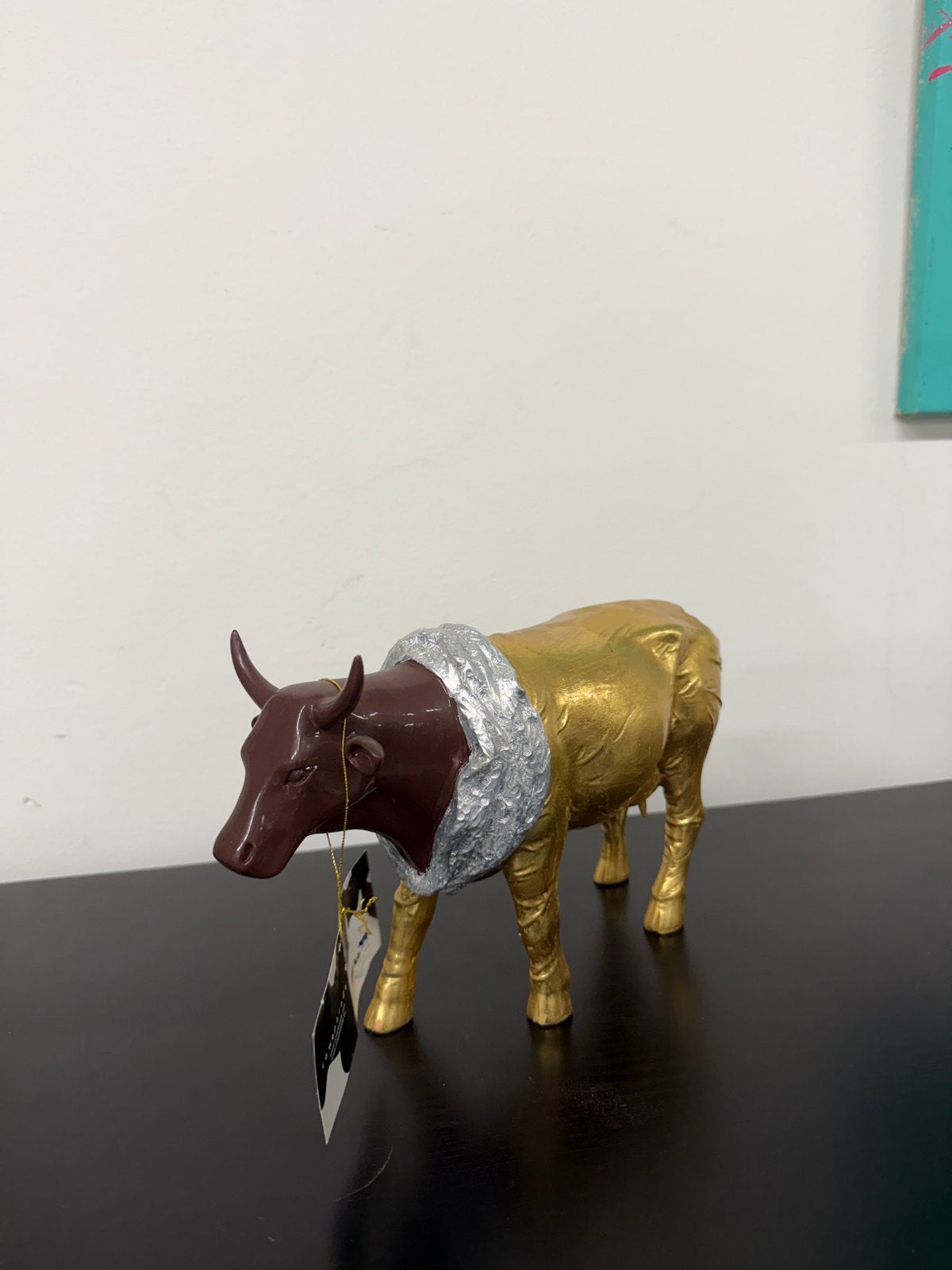 Cow Parade beeldje - Goud met bruin, Ophalen of Verzenden, Zo goed als nieuw, Boerderijdier, Beeldje of Figuurtje
