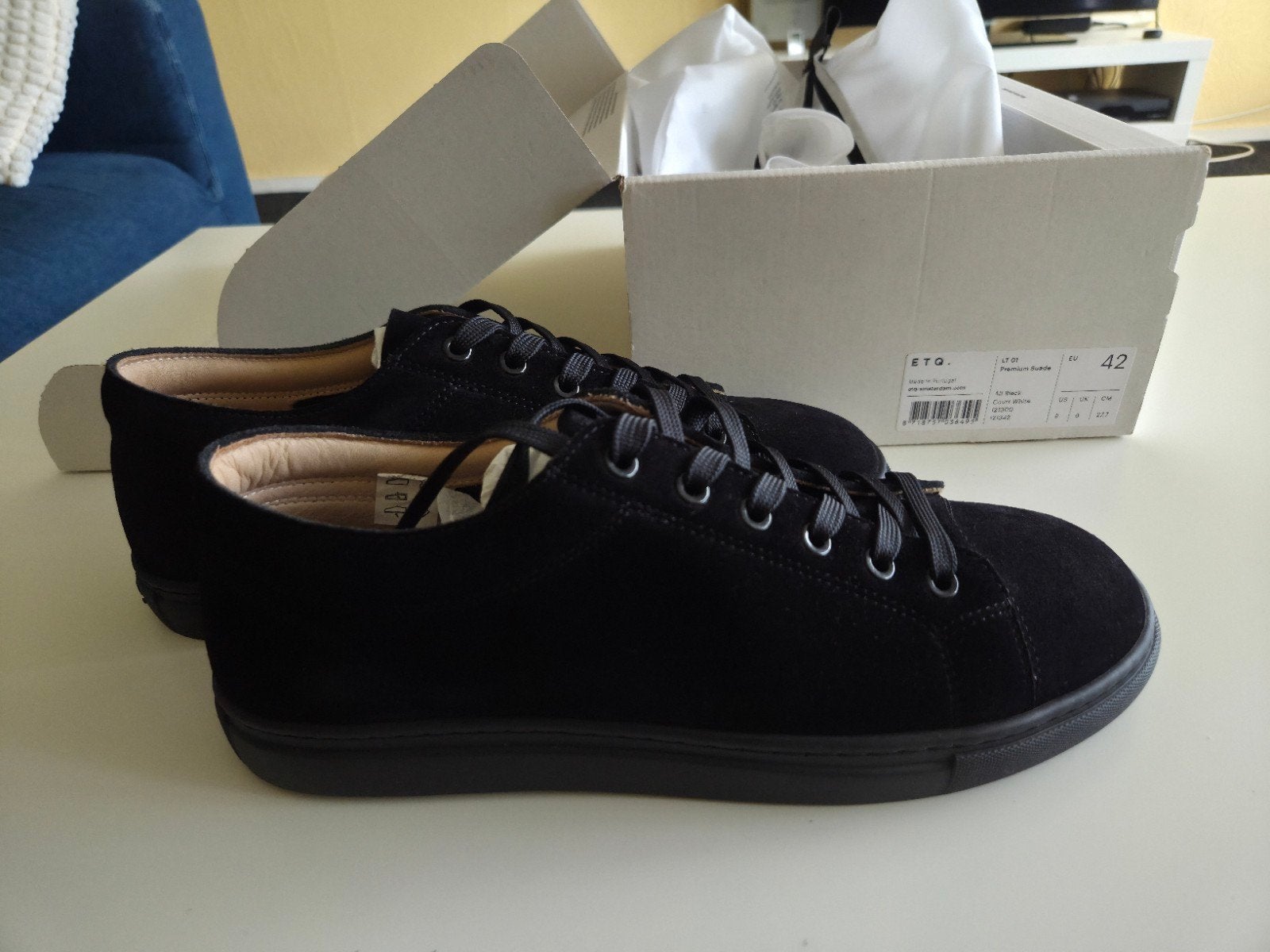ETQ. Amsterdam LT 01 Premium Suede All Black Sneakers, Zwart, ETQ. Amsterdam, Nieuw, Ophalen of Verzenden