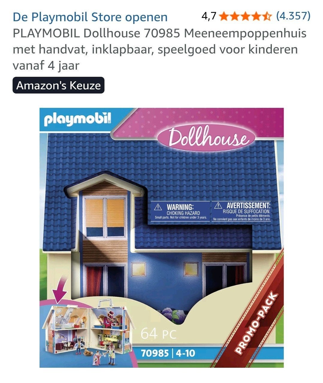 playmobil meeneem poppenhuis 70985, Ophalen of Verzenden, Nieuw, Overige materialen