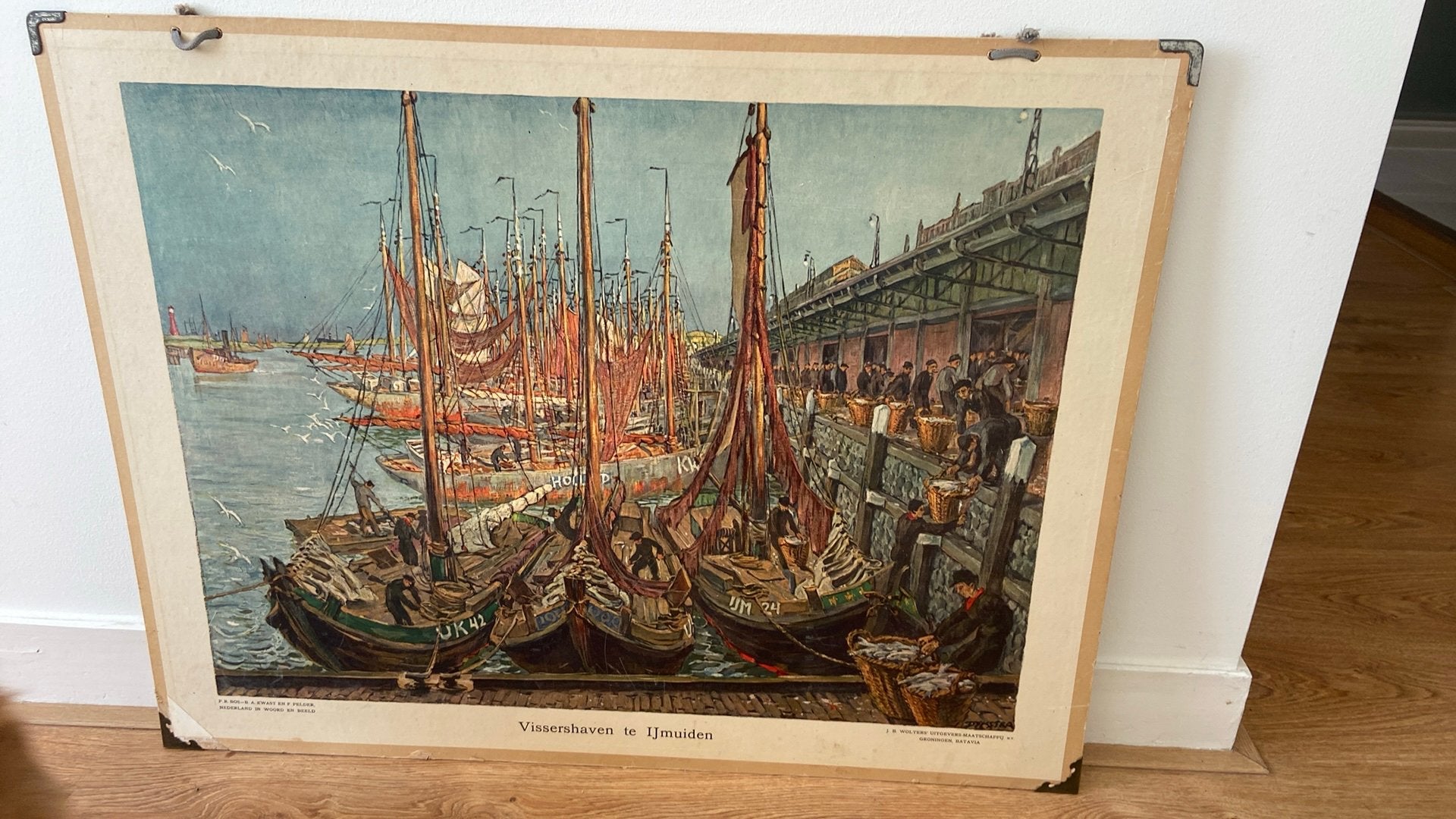 Schoolkaart Vissershaven te IJmuiden, Antiek en Kunst, Ophalen, Stad- en Dorpsgezichten