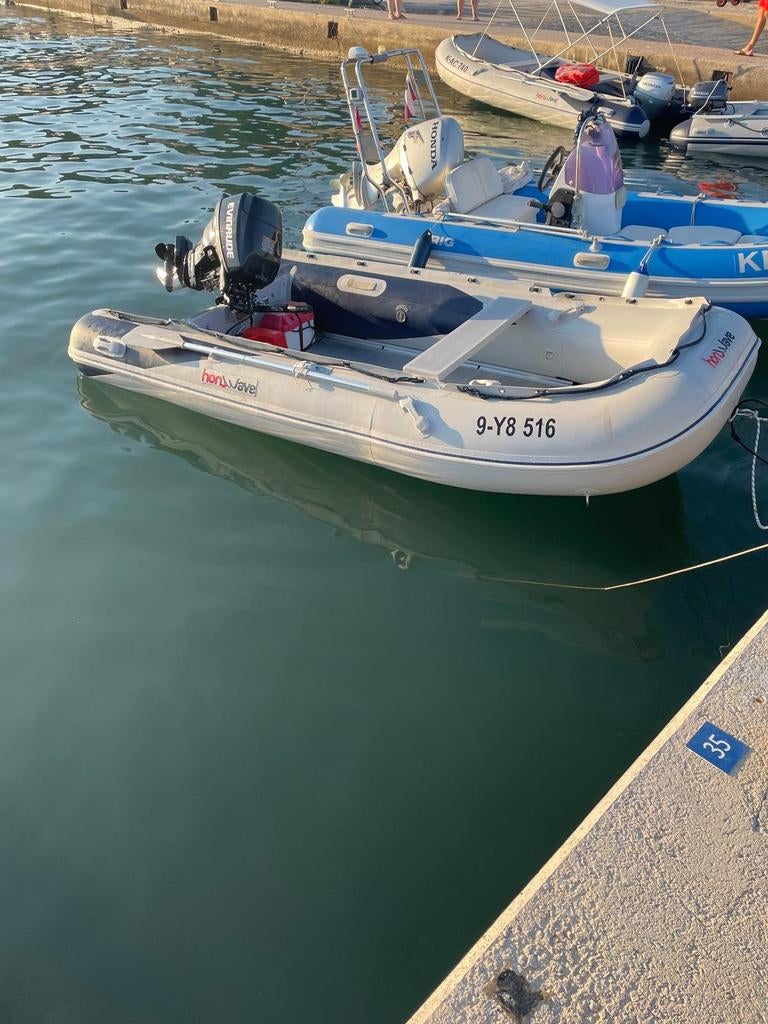 Honwave t35 rubberboot met buitenboordmotor evinrude 15pk, Watersport en Boten, Ophalen of Verzenden, Gebruikt, Benzine, Aluminium