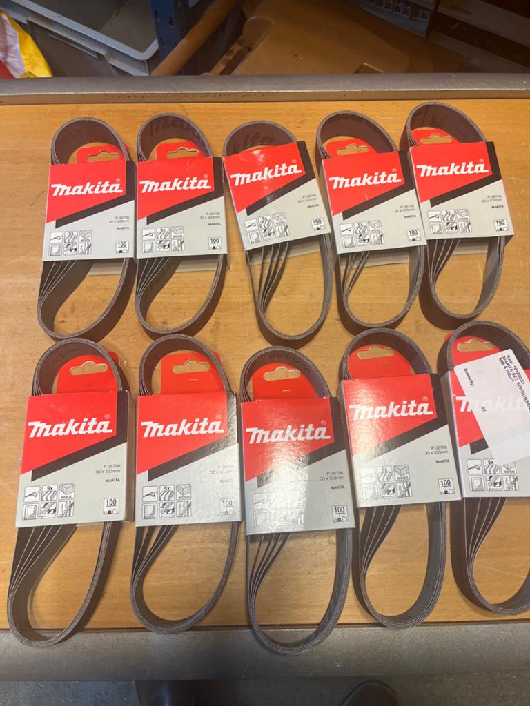 Makita schuurbanden 10x5stuks   30x533mm korrel 100, Ophalen of Verzenden, Nieuw, 1200 watt of meer, Bandschuurmachine