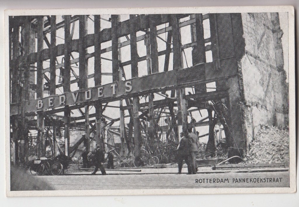 094 Rotterdam Pannekoekstraat Bervoets na bombardement B3, Verzamelen, Verzenden, 1940 tot 1960, Ongelopen, Zuid-Holland