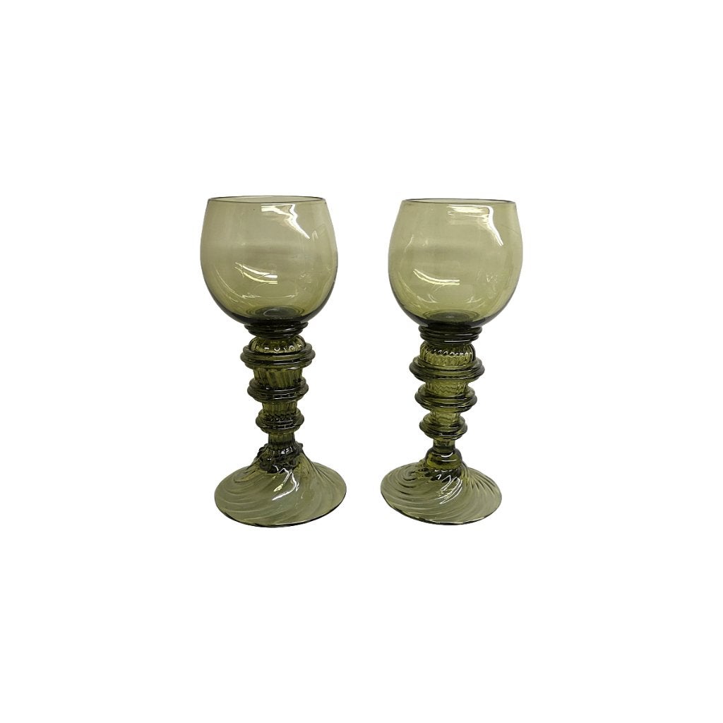 Antiek olijfgroene Roemer glazen, van rond 1900, Ophalen of Verzenden