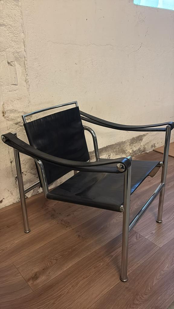 LC1 Cassina stijl stoel Le Corbusier - Zonder markering, Ophalen, Gebruikt, Zwart, Leer
