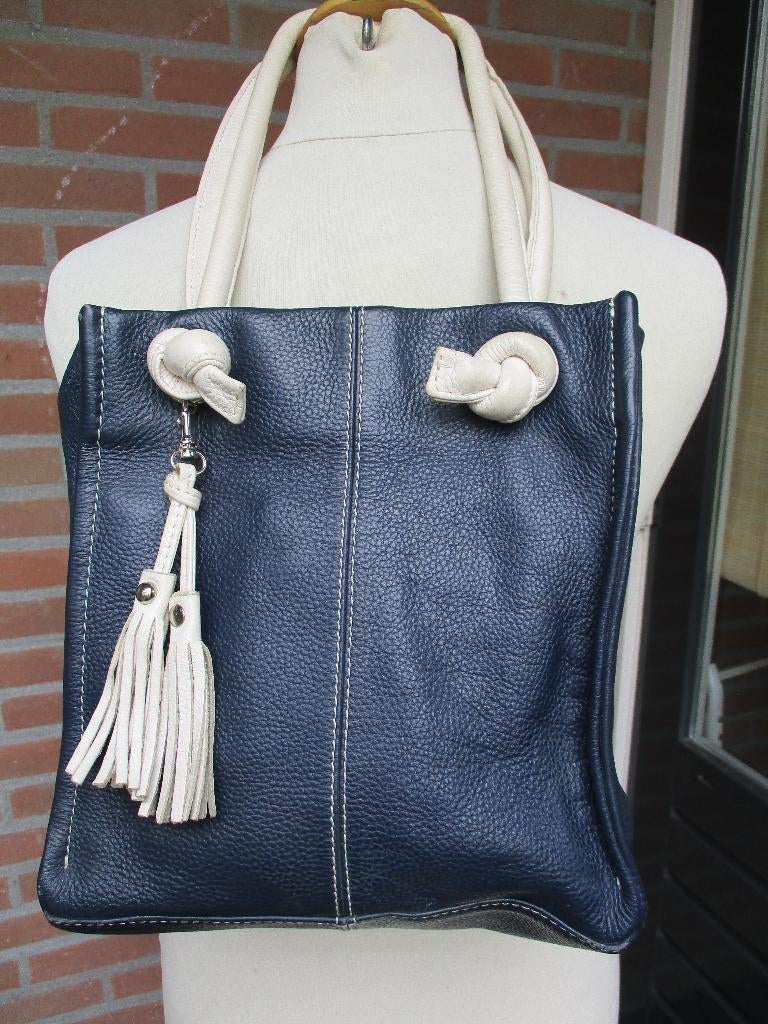 Vera Pelle genuine leather, Verzenden, Zo goed als nieuw, Blauw, Schoudertasje