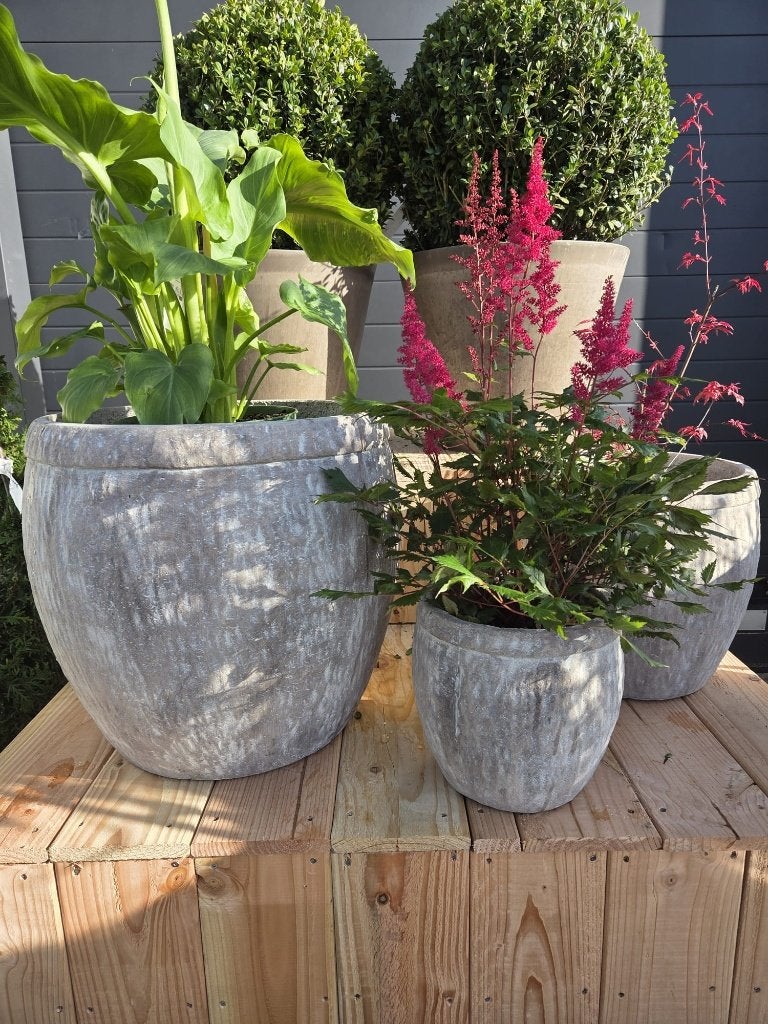 Set bloempotten (3 stuks) mooie set voor terras of entree, Tuin en Terras, Ophalen, ., Rond, Nieuw