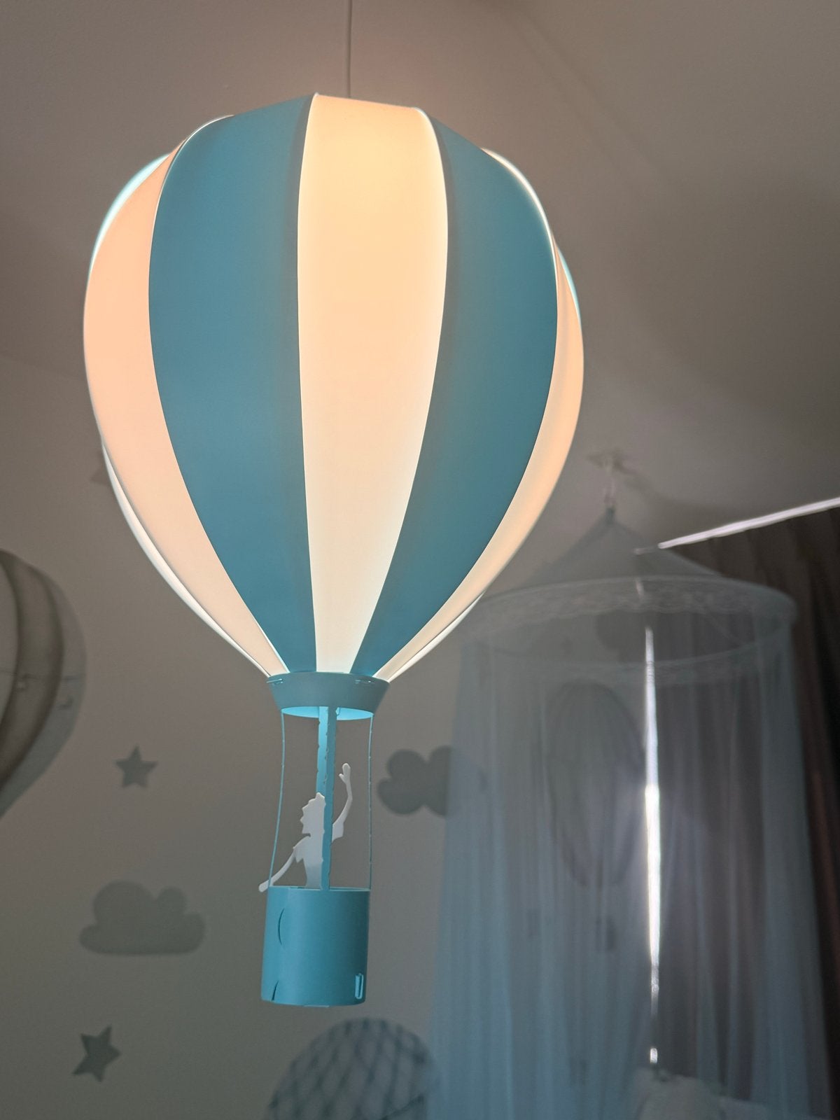 Leuke heteluchtballon lamp voor kinderkamer, Blauw, Ophalen, Gebruikt, Lamp