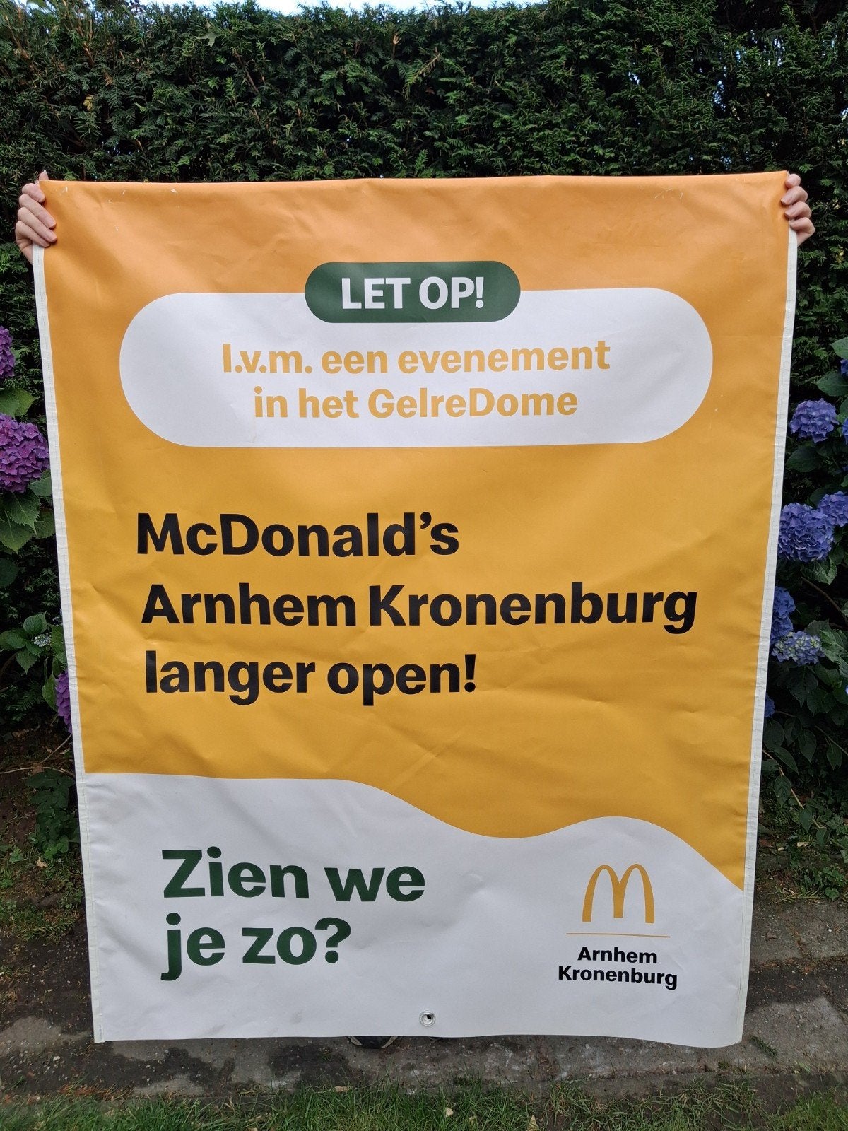 McDonald's Arnhem Reclamebanner vlag zeil doek, Verzamelen, Ophalen of Verzenden, Nieuw