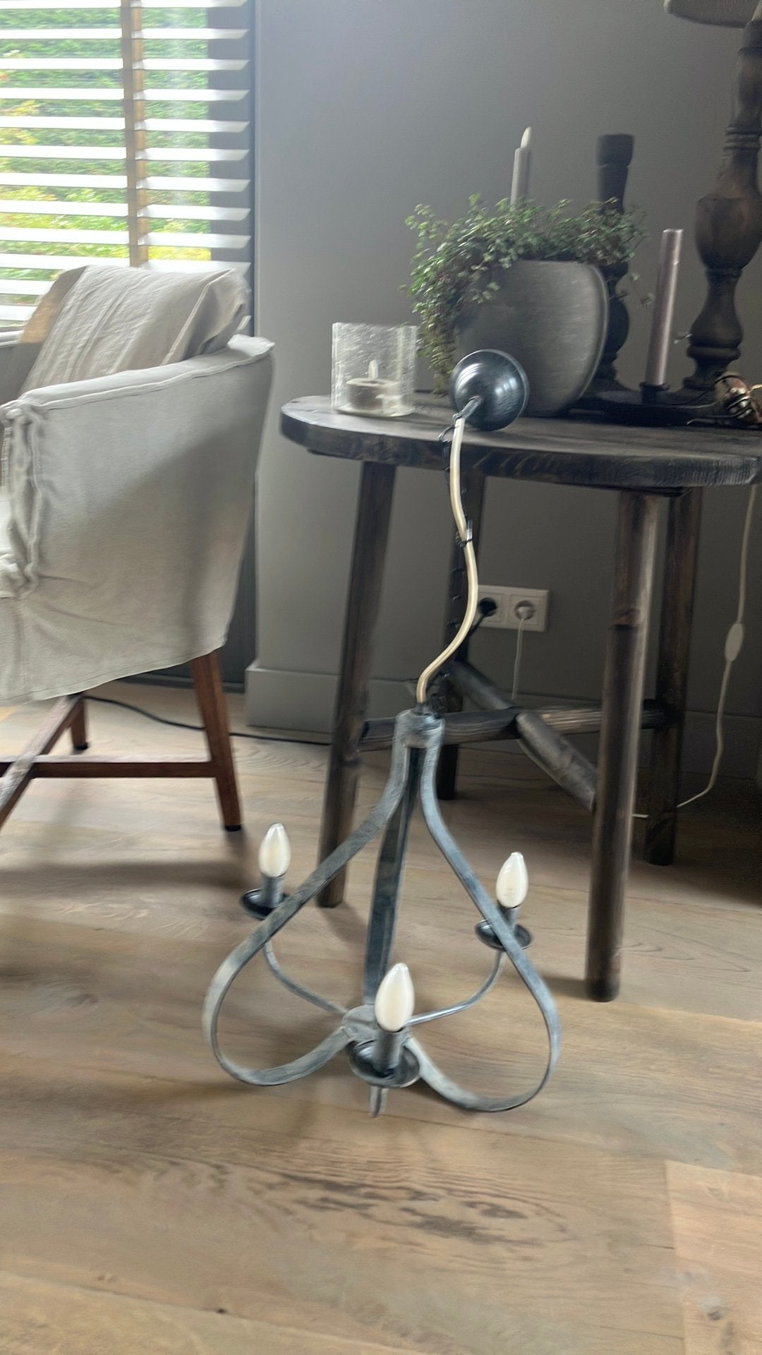Mooie kroonluchter met 3 lichtpunten., Ophalen of Verzenden, Zo goed als nieuw