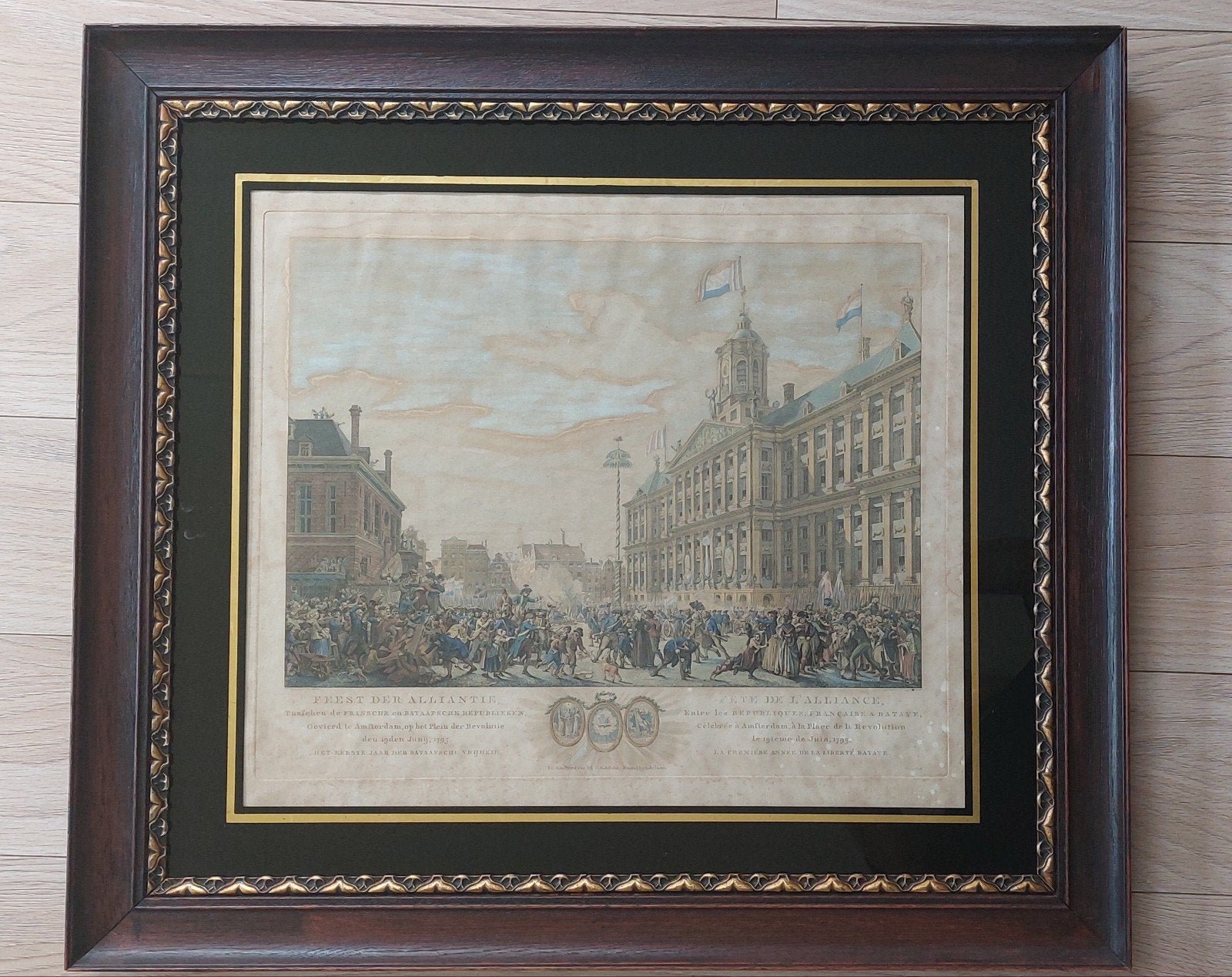 Antieke prent 1795 Feest der Alliantie Bataafse Republiek, Ophalen