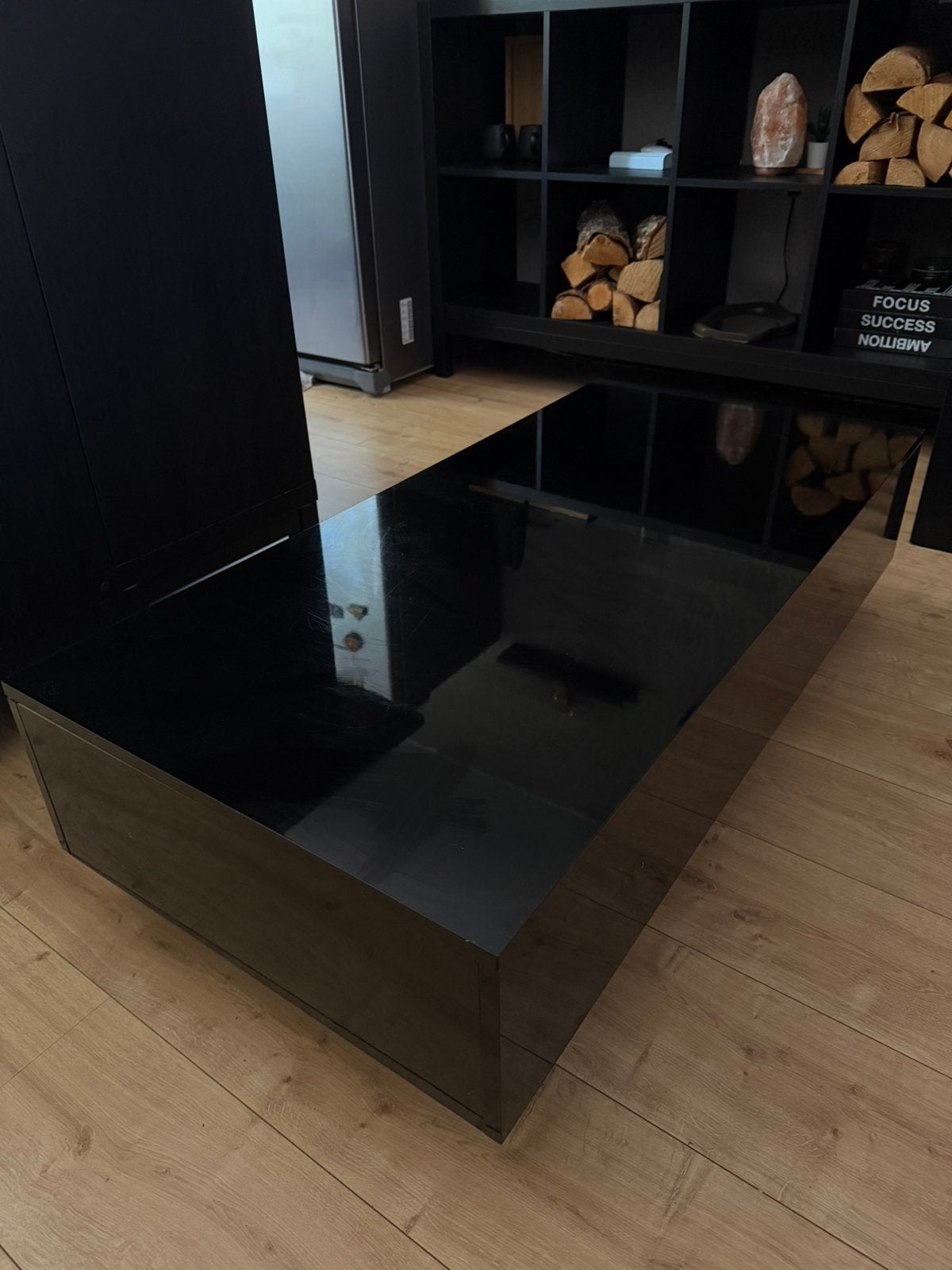 Luxe Salon tafel ~ Glas zwart, Ophalen, Gebruikt, 50 tot 100 cm, 100 tot 150 cm
