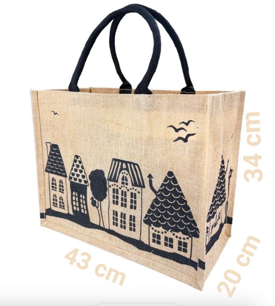 Jute boodschappentas, shopper, sinterklaas, Kerst 43x20x34, Ophalen of Verzenden, Nieuw, Bruin, Shopper
