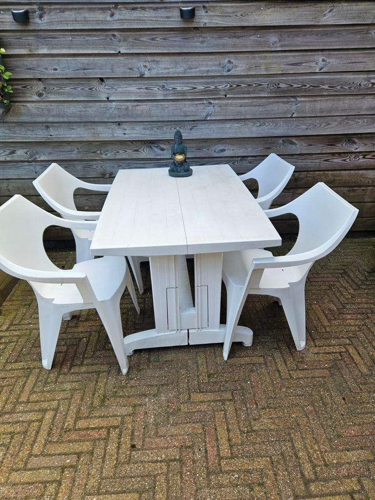 Hartmann Tuinset met 4 stoelen en inklapbare tafel, Tuin en Terras, Ophalen of Verzenden