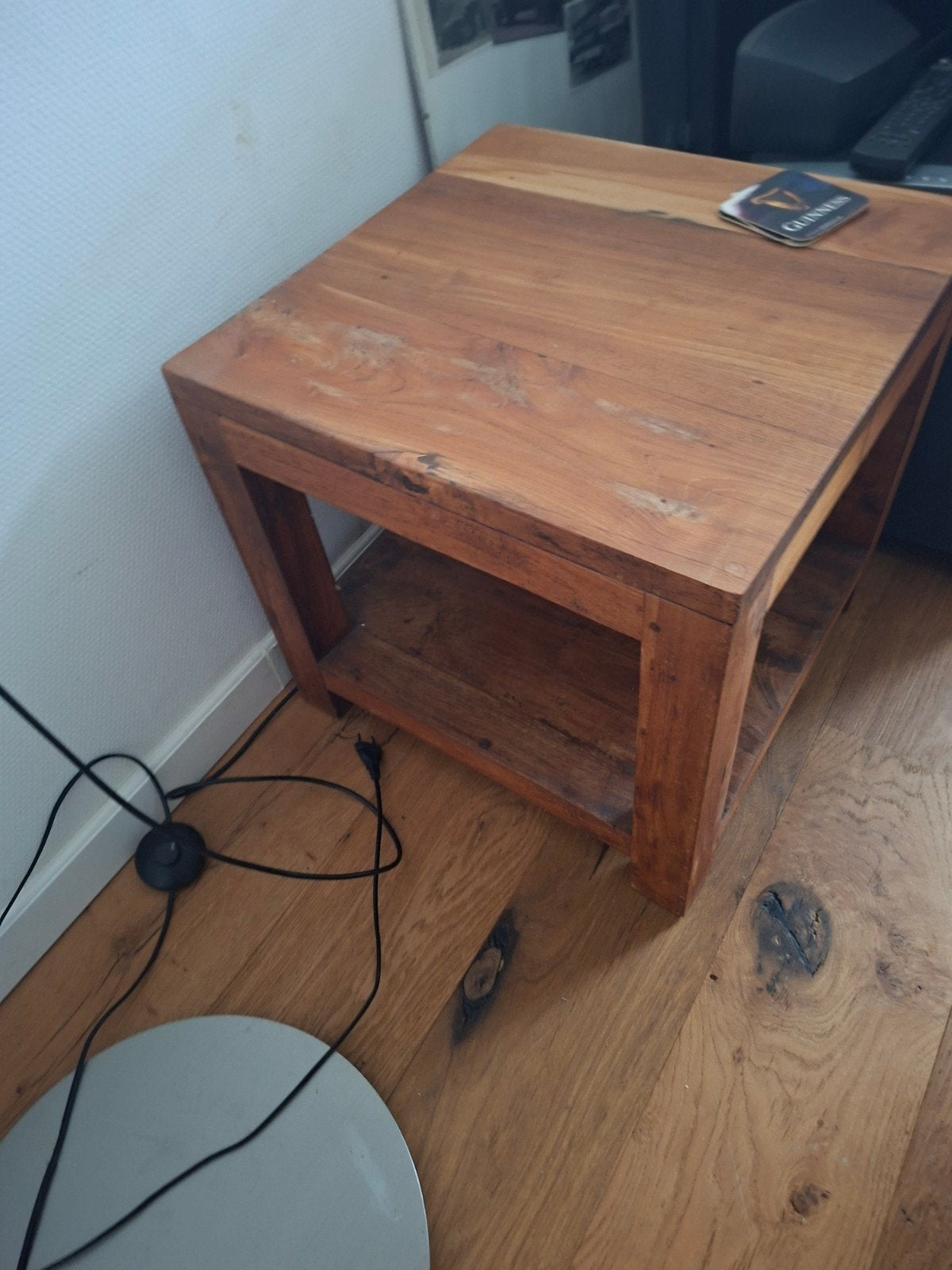 Massief Teak Houten Bijzettafel 49x49x45 cm, Minder dan 55 cm, Gebruikt, Vierkant, Hout