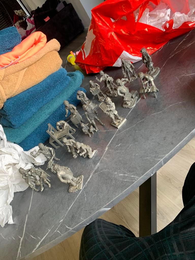 Loodgieter tinnen beeldjes set - Vintage ambacht, Ophalen of Verzenden, Gebruikt