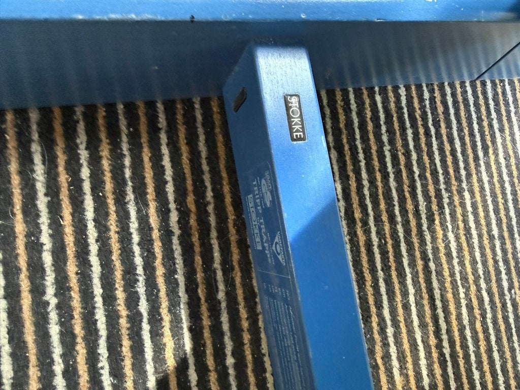 Stokke Tripp Trapp kinderstoel blauw, Ophalen, Gebruikt, Meegroeistoel