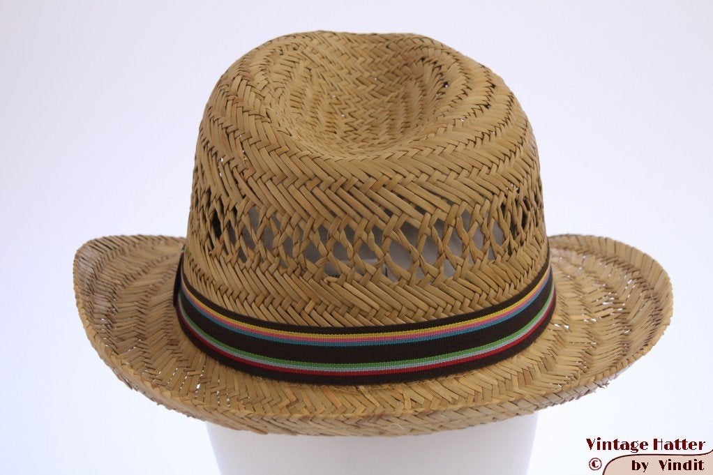 Kleine Gleufhoed stro meerkleurige band 53-55 nieuw unisex, 134 t/m 140, Hoed, Jongen of Meisje, Nieuw