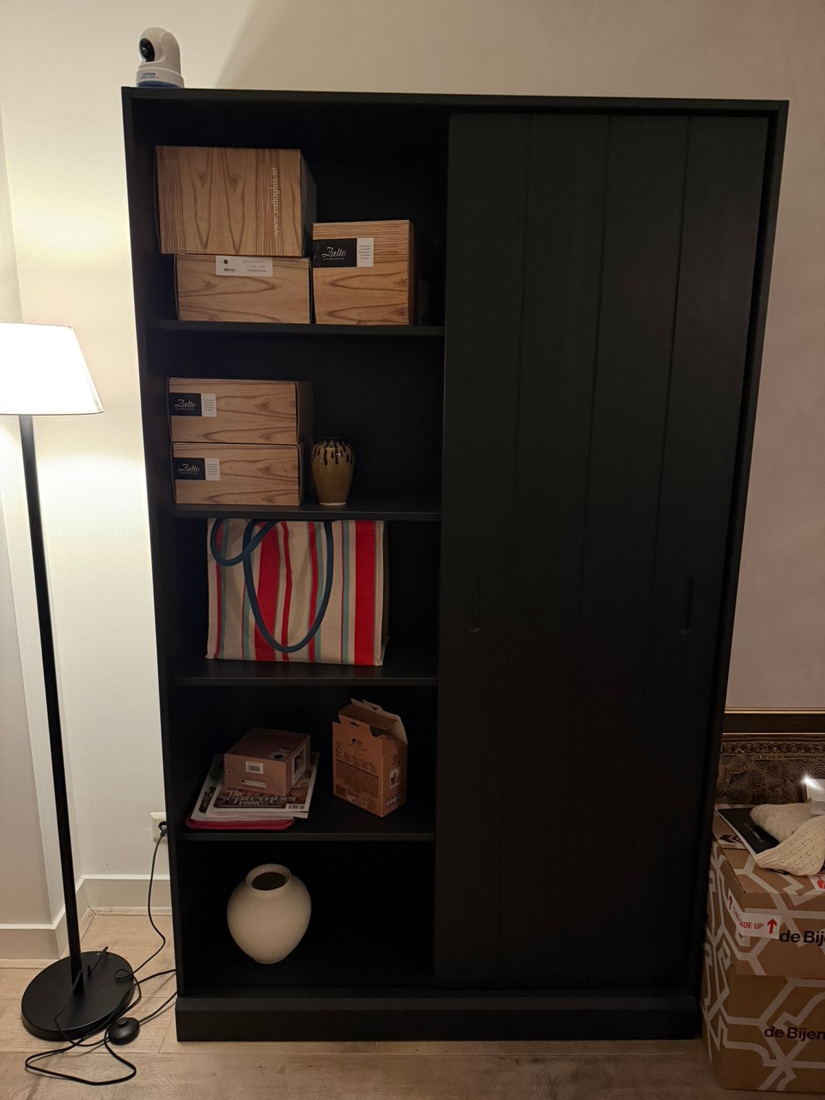 Zwarte boekenkast te koop, Ophalen, Gebruikt, 100 tot 150 cm, 150 tot 200 cm