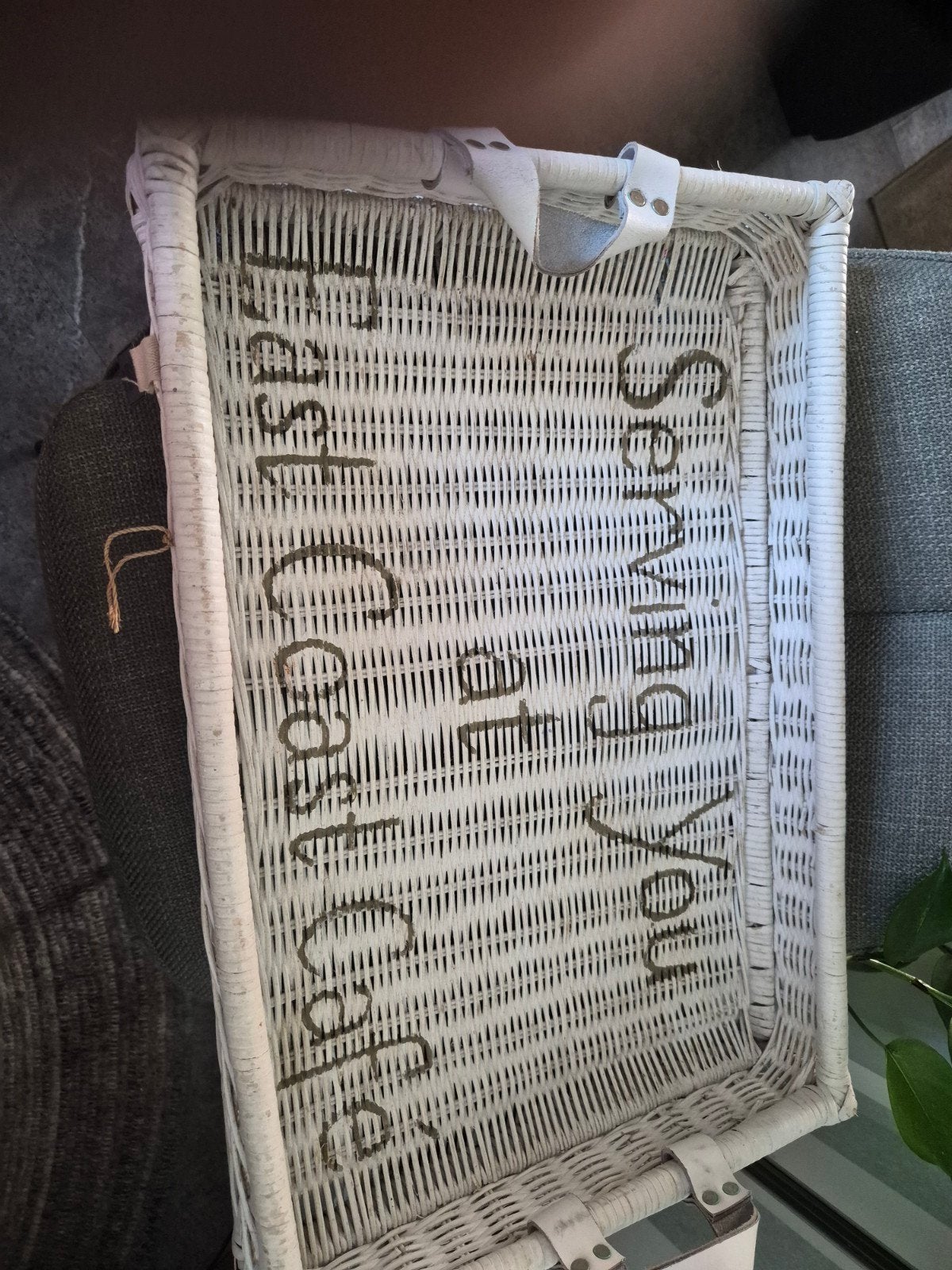 Riviera Maison Dienblad Wit Rotan - 'Breakfast in Bed', Gebruikt, Ophalen of Verzenden, Riet, Dienblad