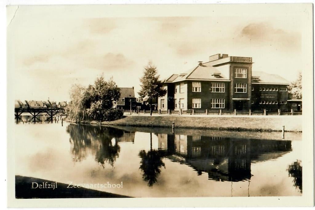 Delfzijl - Zeevaartschool (2), Verzenden, 1940 tot 1960, Gelopen, Groningen