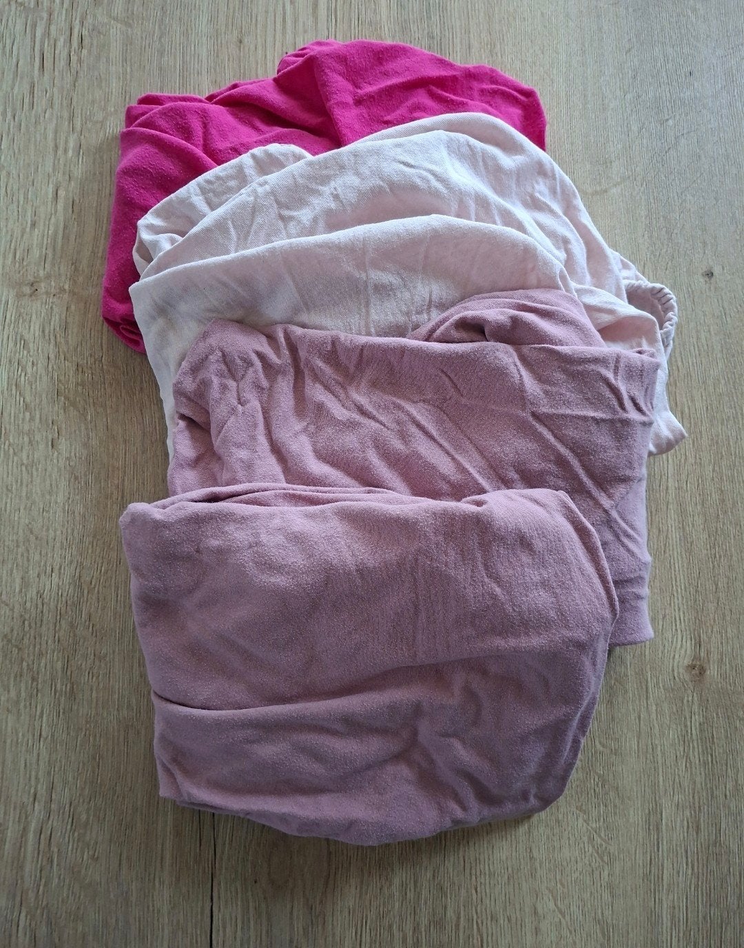 4 Hoeslakens voor ledikant - Roze tinten, Gebruikt, Eenpersoons, Hoeslaken of Sloop, Ophalen of Verzenden