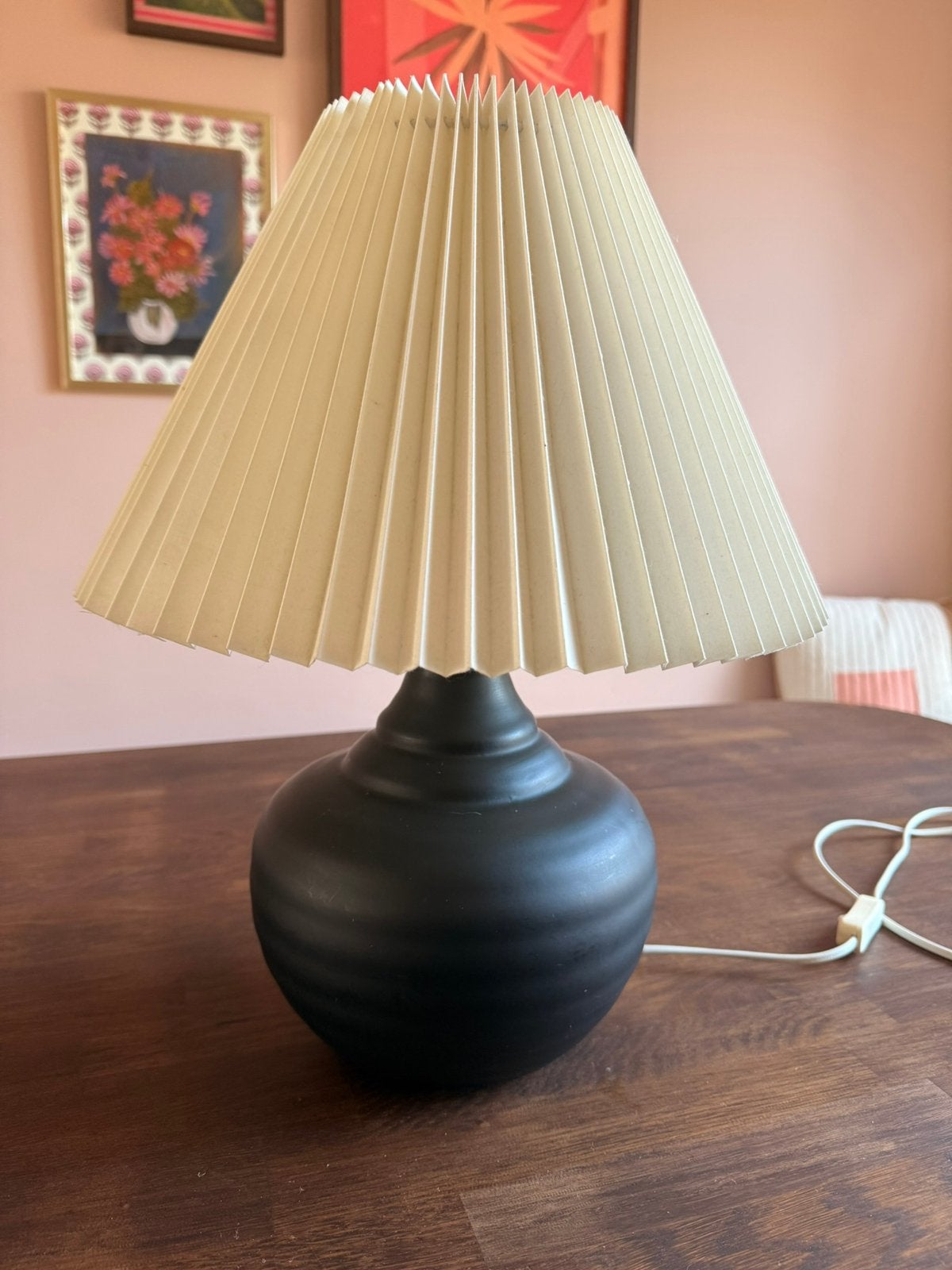 Tafellamp plissekap IKEA Jarnsta, Gebruikt, Zwart, IKEA, Schemerlamp