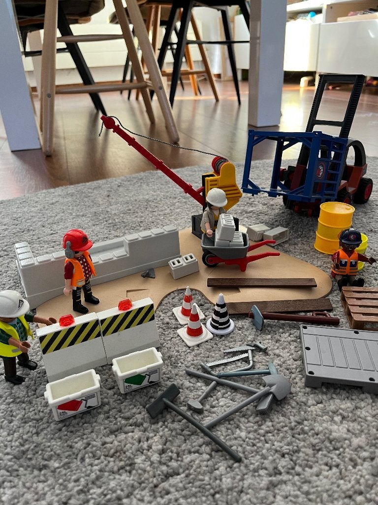 Playmobiel bouwplaats met vorkheftruck, Ophalen of Verzenden, Zo goed als nieuw