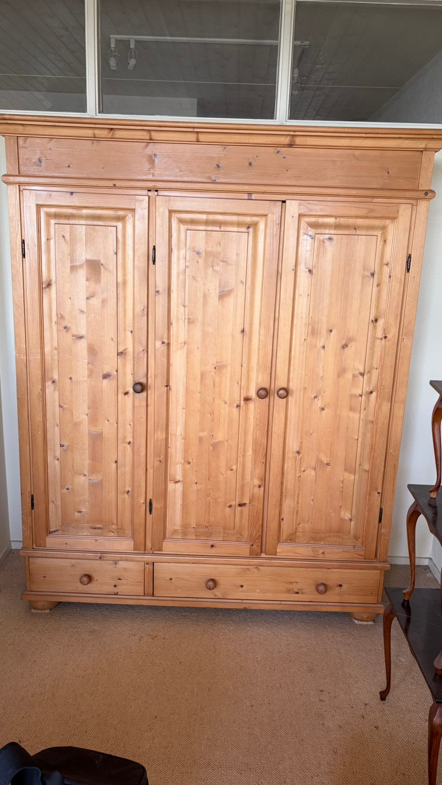 Vintage grenen houten linnenkast kast, Huis en Inrichting, Ophalen, Gebruikt, 200 cm of meer, 150 tot 200 cm