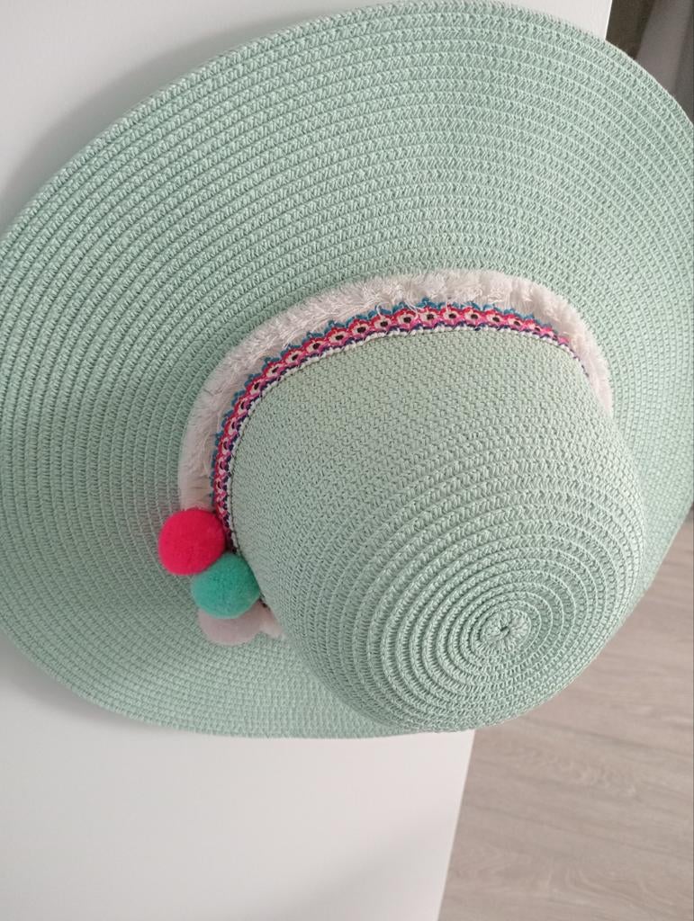 Nieuwe zomerhoed met pompons, Ophalen of Verzenden, Nieuw, One size fits all, Hoed
