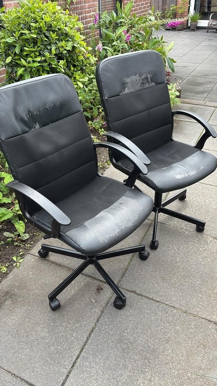 2 IKEA bureaustoelen - kunstleer zitting versleten, Ophalen, Gebruikt, Zwart, Bureaustoel