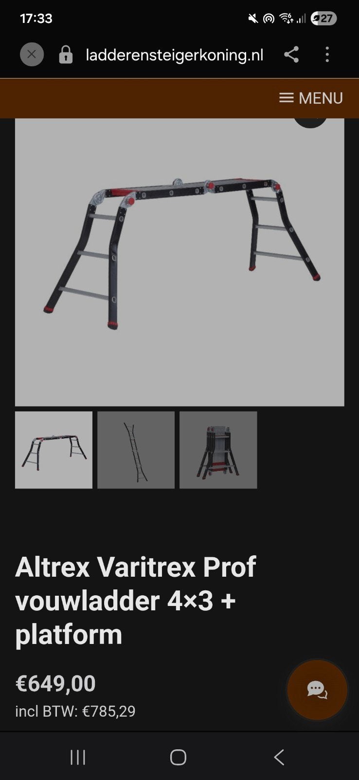 Altrex Varitrex Prof Vouwladder 4+3, Doe-het-zelf en Verbouw, Ladders en Trappen, Gebruikt, Ophalen of Verzenden, Ladder, Opvouwbaar of Inschuifbaar