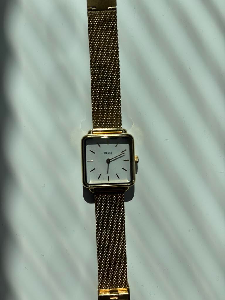 CLUSE La Tétragone Horloge vierkant - Goud/Wit, Overige merken, Overige materialen, Polshorloge, Overige materialen