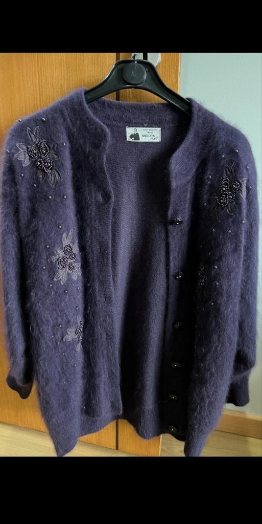 Prachtig paars angora vestje maat X/XL, Ophalen of Verzenden, Zo goed als nieuw, Maat 42/44 (L), Paars