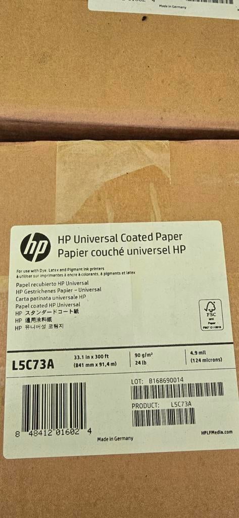 HP Universal Coated Paper L5C73A - 841 mm x 91.4 m, Computers en Software, Printers, Nieuw, Ophalen