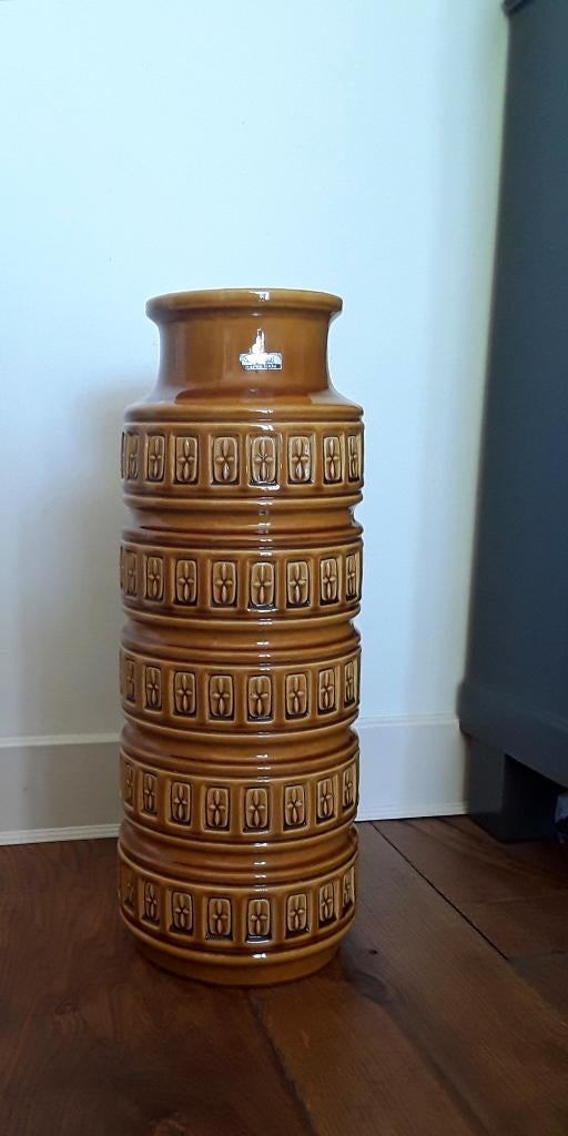 Vintage vloervaas/ vaas - Scheurich Inca - geel (268-51), Ophalen, Gebruikt, 50 tot 75 cm, Geel