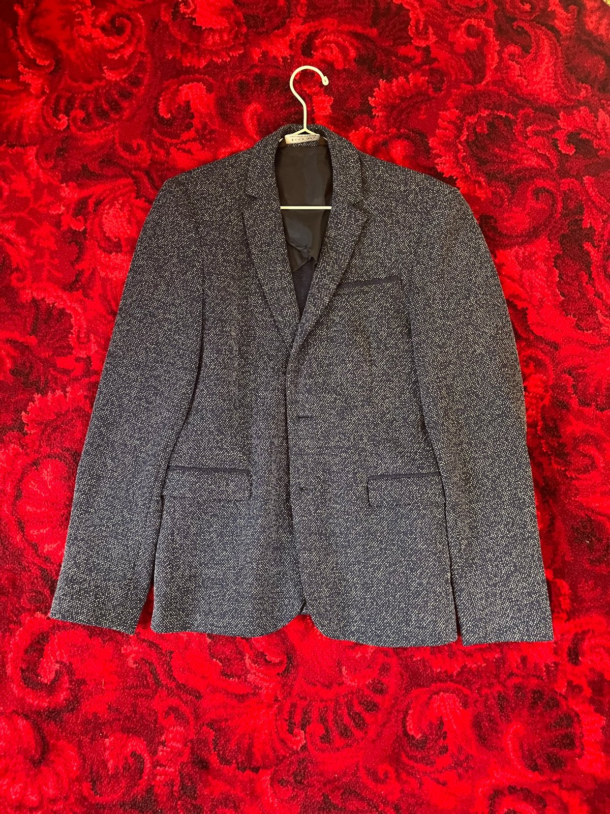 Zara Man Blazer - Donkerblauw met structuur, Kleding | Heren, Ophalen of Verzenden, Zo goed als nieuw, Maat 48/50 (M), Blauw