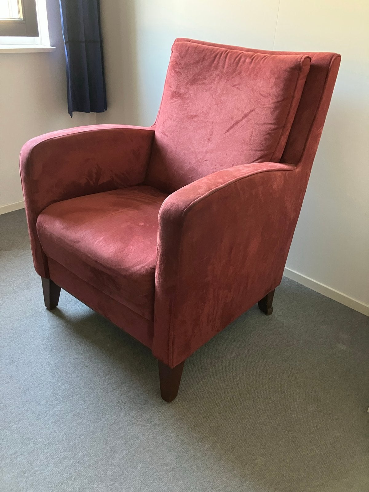 Comfortabele fauteuil en 2 tweezitsbanken- Rood fluweel, Ophalen, Gebruikt, Rood, Eén