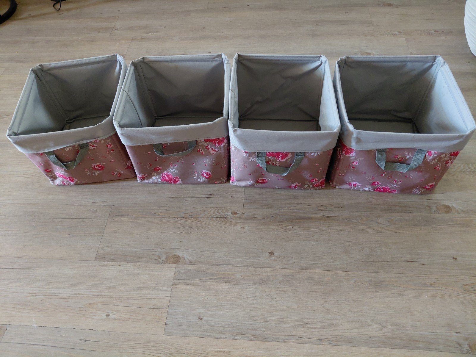 4 stuks IKEA voor kallax opbergmanden met bloemenprint, Ophalen, Gebruikt, Roze, Textiel