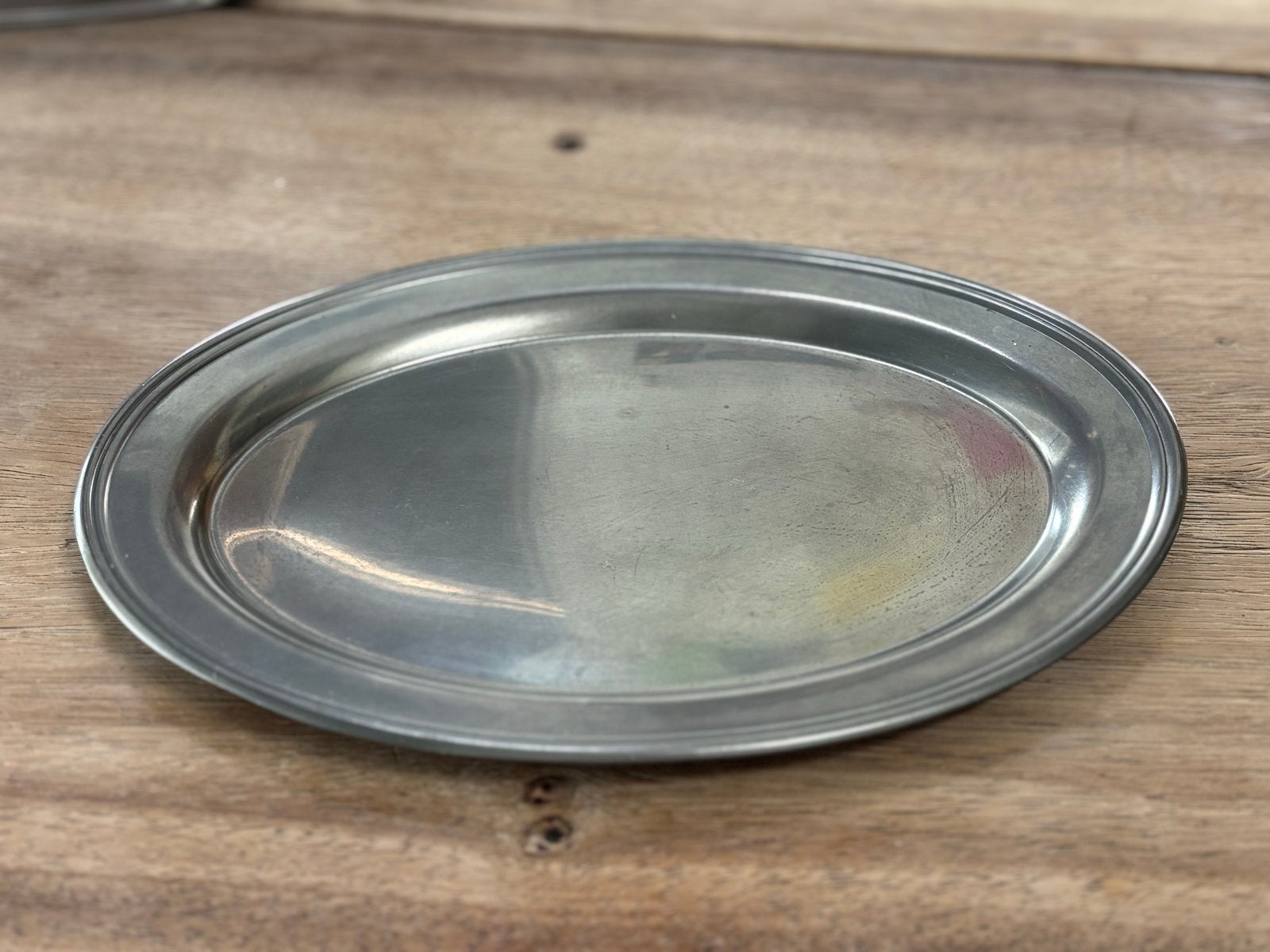 Vintage Kurz Tiel Real Pewter Holland Ovaal Schaal, Antiek en Kunst, Ophalen of Verzenden