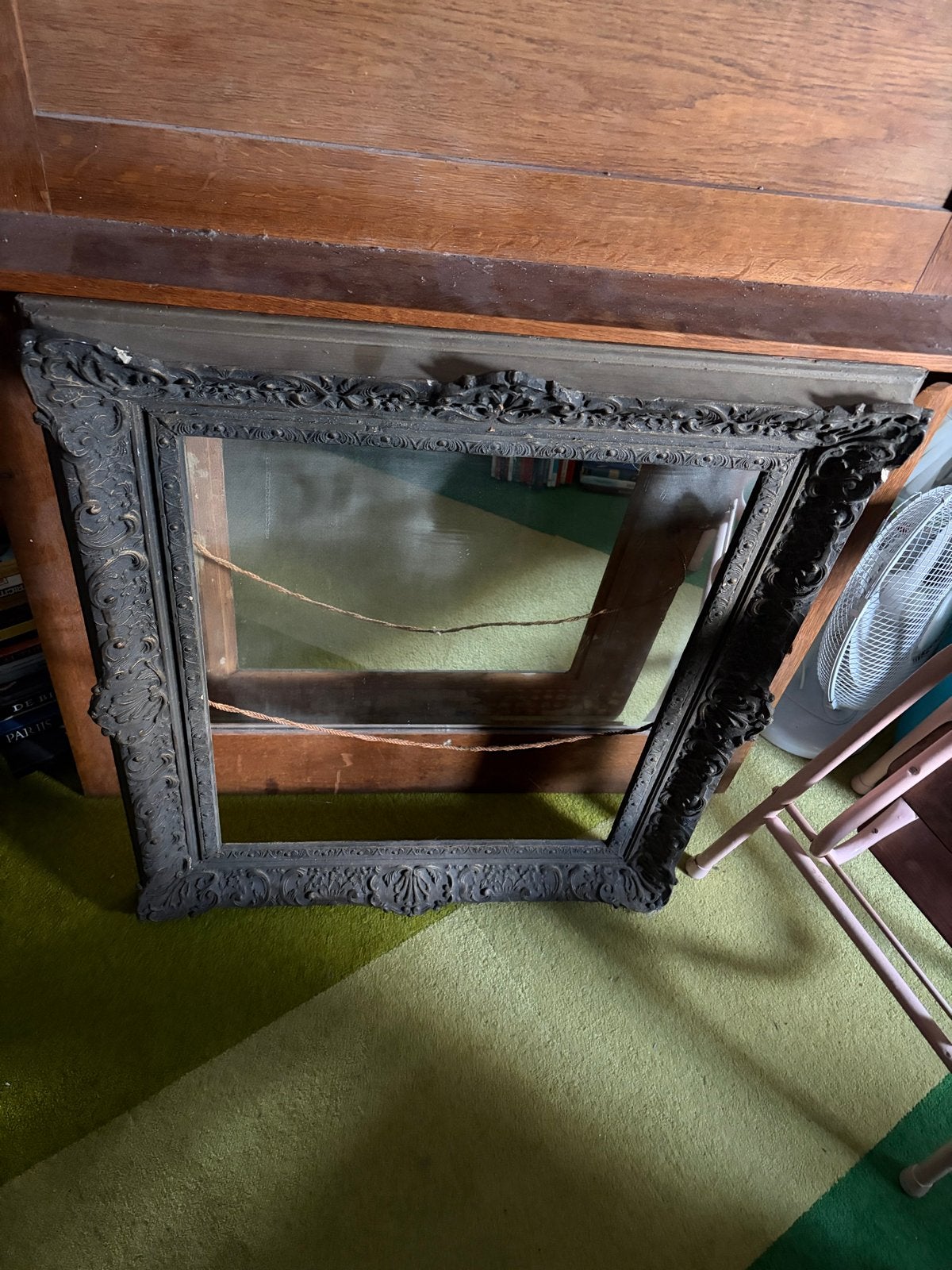 Antieke Schilderijlijst Hout met Gipsen Decoratie, Ophalen, Gebruikt, Schilderijlijst, Met sierrand