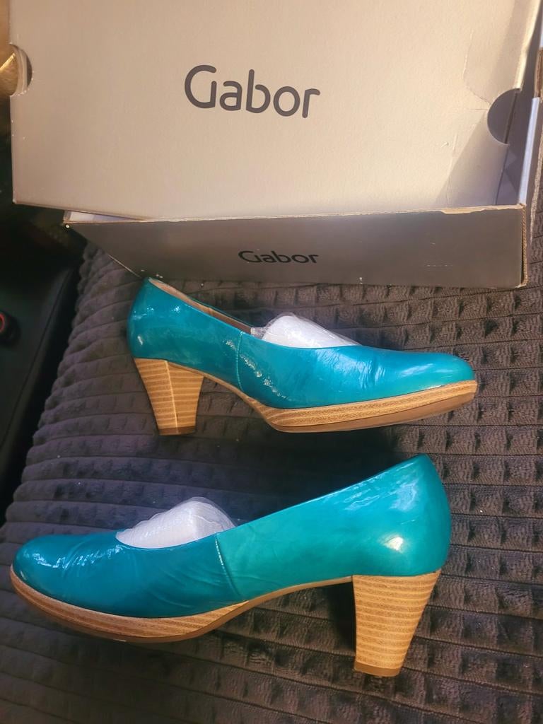 Gabor turquoise lakleren pumps - Maat 38, Pumps, Overige kleuren, Gabor, Nieuw
