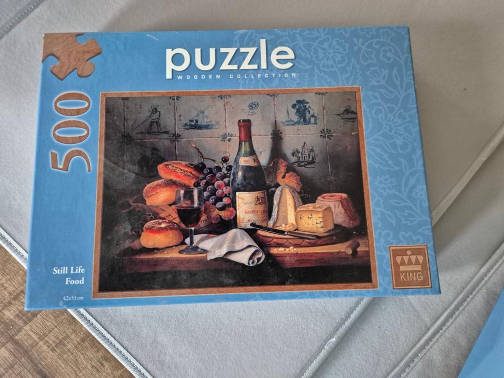 King Legpuzzel 500 stukjes - Stilleven Eten, Ophalen, 500 t/m 1500 stukjes, Zo goed als nieuw, Legpuzzel
