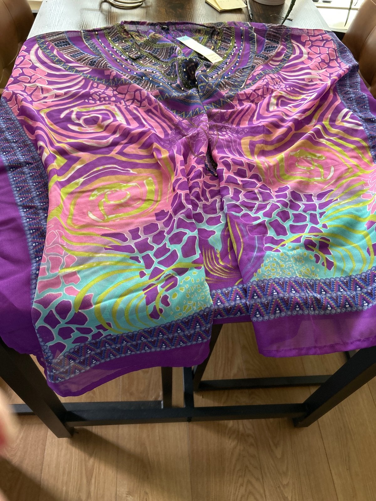 Nieuwe Swim & Beach Kaftan - Paars/Meerkleurig, Ophalen of Verzenden, Nieuw, Paars, Overige typen