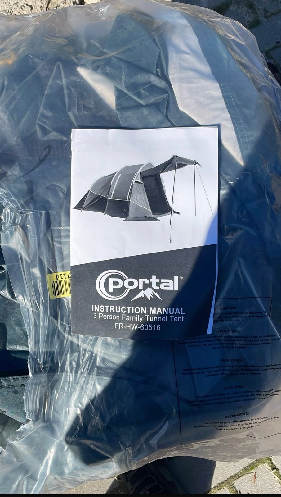 Portal 3-persoons familietunneltent - Nieuw in verpakking, Caravans en Kamperen, Ophalen of Verzenden, Nieuw, Tot en met 3