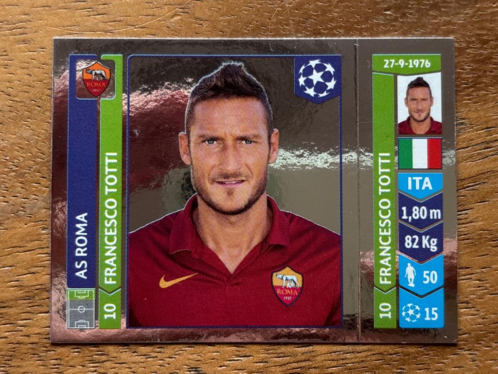 Francesco Totti Panini Champions League Sticker 2014-2015, Ophalen of Verzenden, Zo goed als nieuw, Sticker