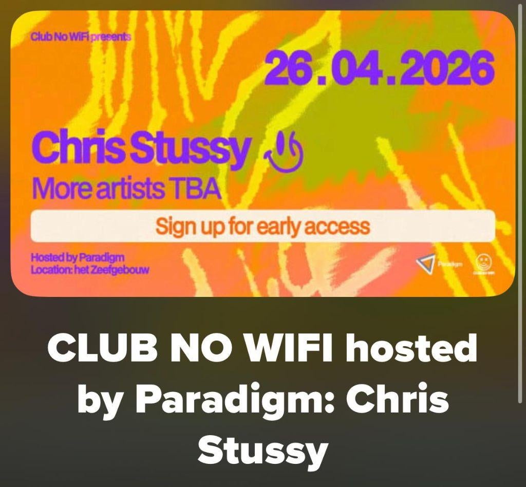 2 kaarten Chris Stussy at paradigm, Tickets en Kaartjes, Twee personen, April