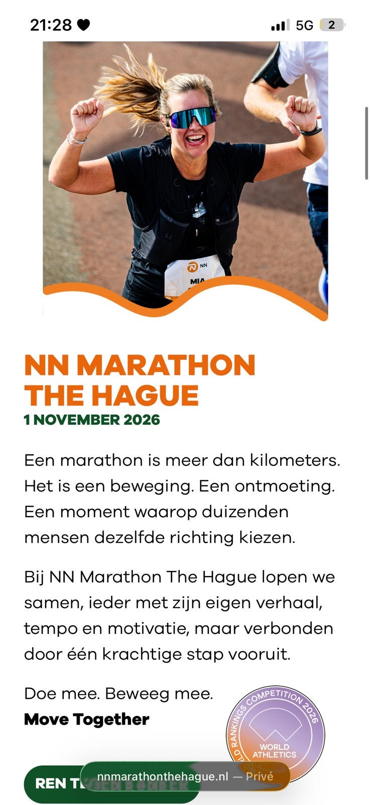 Startbewijs NN Marathon The Hague, Ophalen, Nieuw